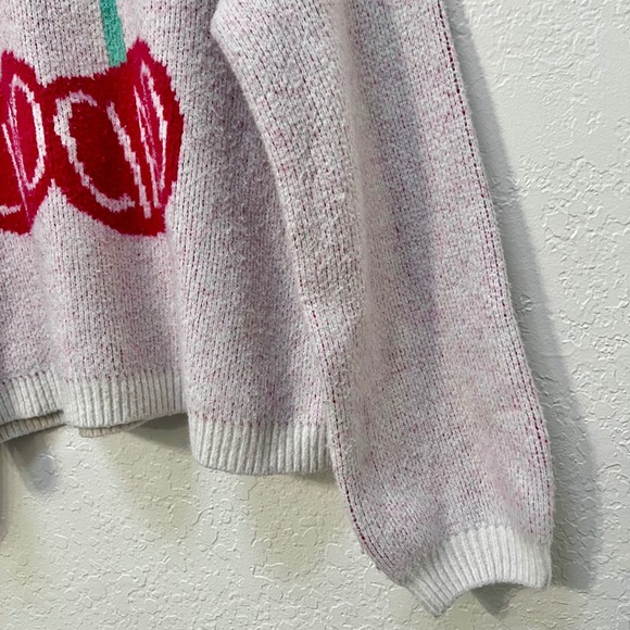 A New Day Womens XL Cherry Ciao Ciao Graphic Pullover Sweater Red Marled Knit - Picture 2 of 6
